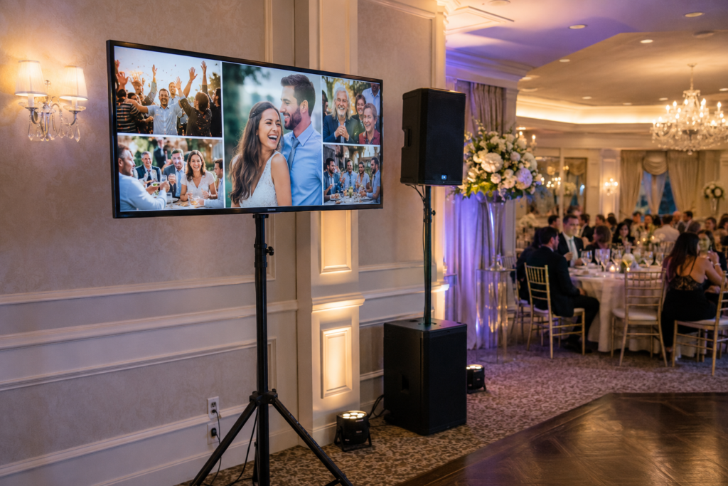 Single TV showing a custom made montage slide show.