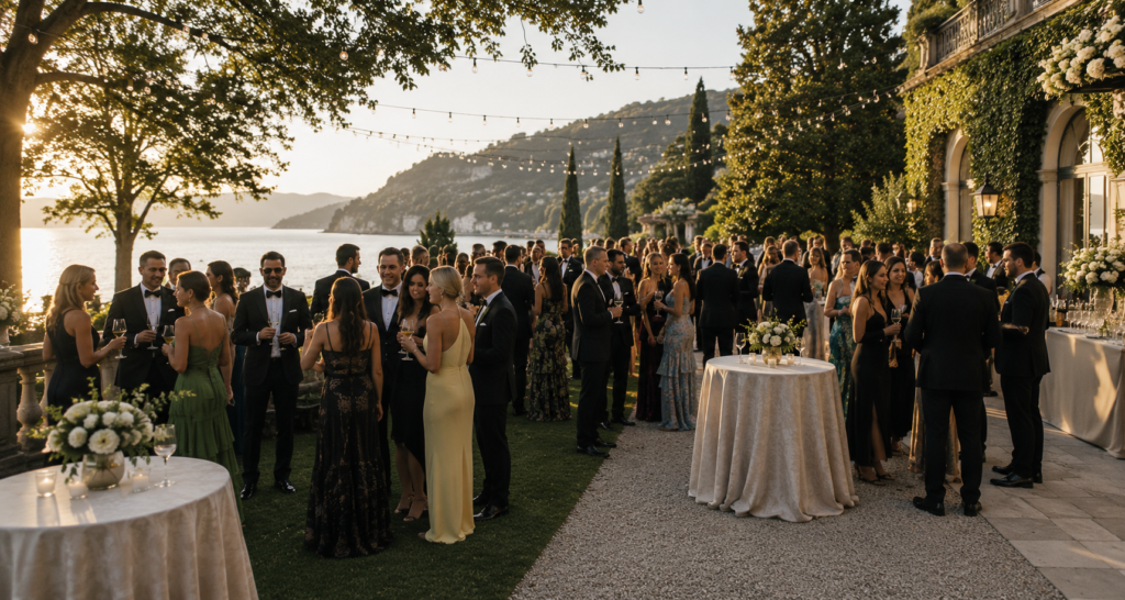 Outdoor wedding cocktail hour